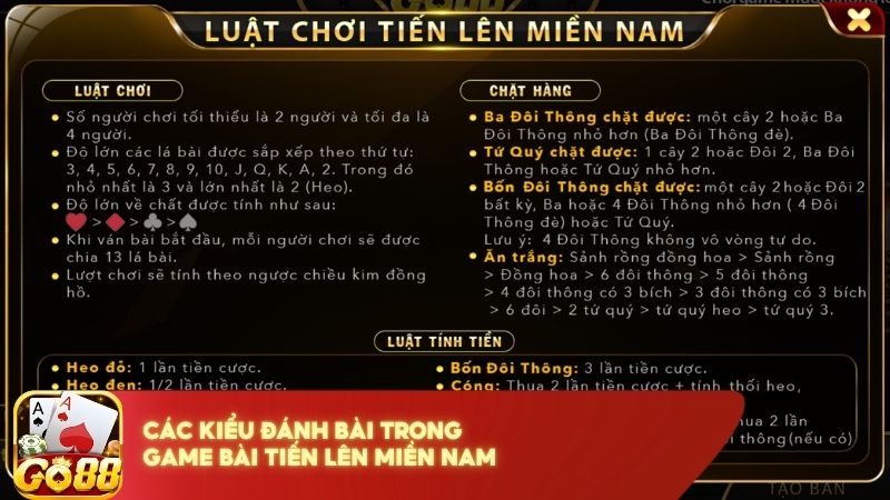 Cac Kieu Danh Bai Trong Game Bai Tien Len Mien Nam